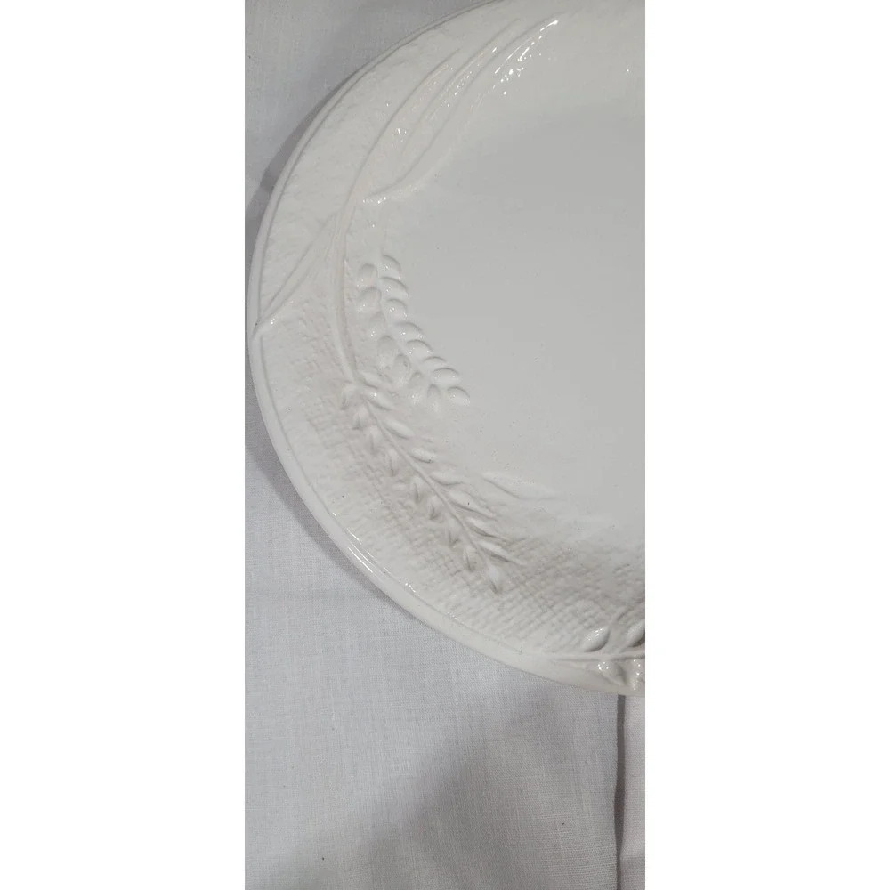 Pier 1 ~ HARVEST WHEAT Salad Plate White Embossed Wheat ~ EUC